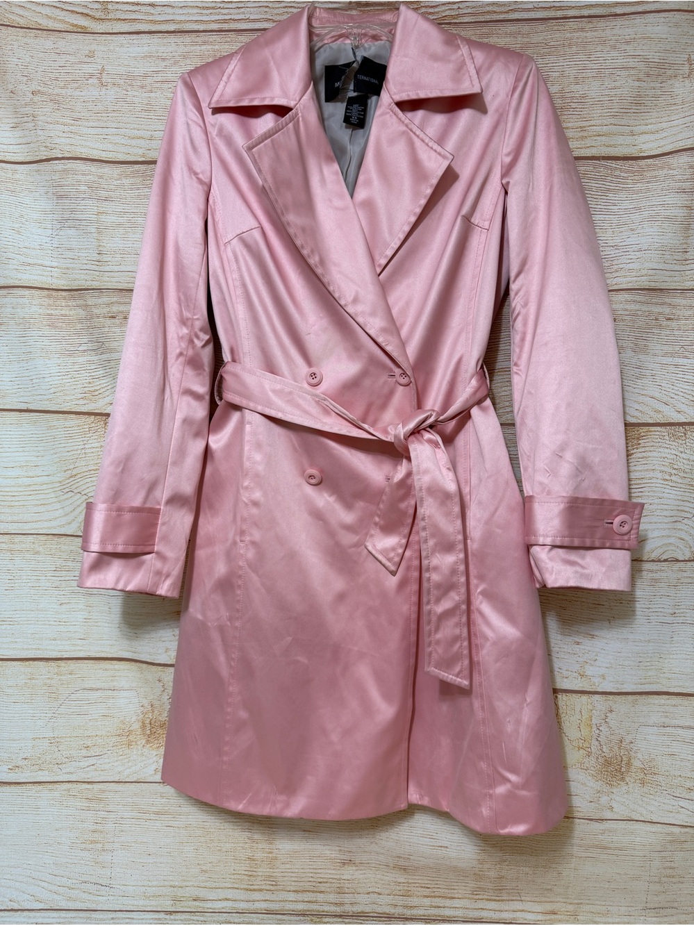 Moda International Pink Trench Coat with Belt Size XS